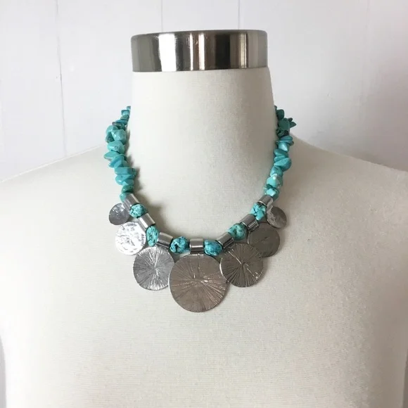 Julea Jewelry Julea Necklace Silver Turquoise Beaded Stone